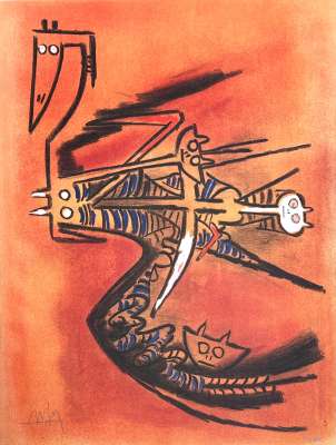 Soeur de la gazelle - Pleni Luna (Lithographie) - Wifredo LAM