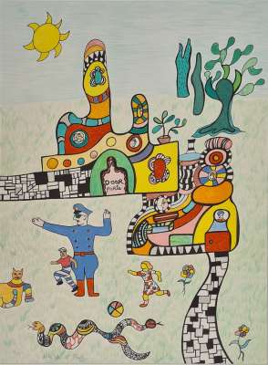 La sortie de l'école (Lithographie) - Niki DE SAINT PHALLE