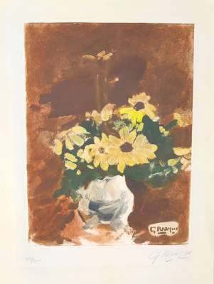 Vase de fleurs jaunes (Etching) - Georges BRAQUE