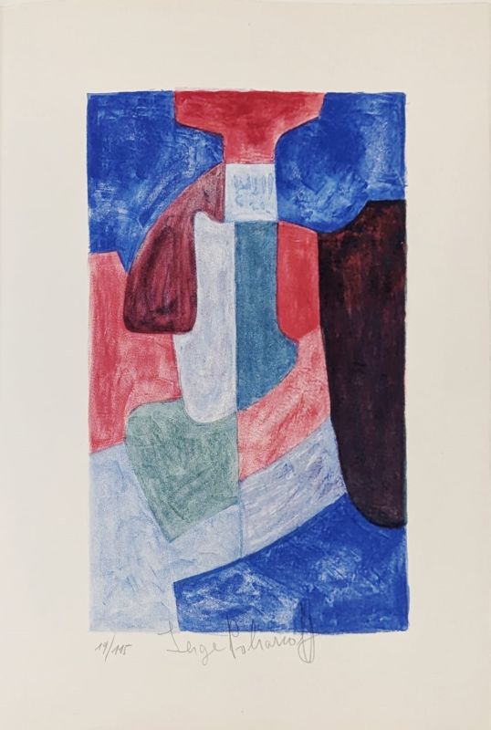 Composition bleue, verte et rouge L78, "L'été" (Lithographie) - Serge  POLIAKOFF