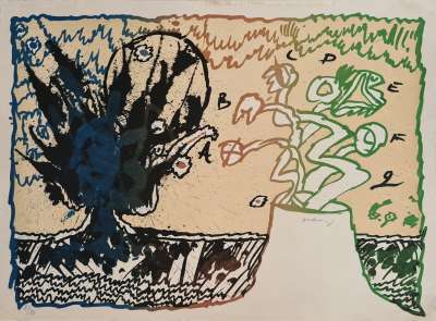 Volcan alphabétique (Lithographie) - Pierre ALECHINSKY