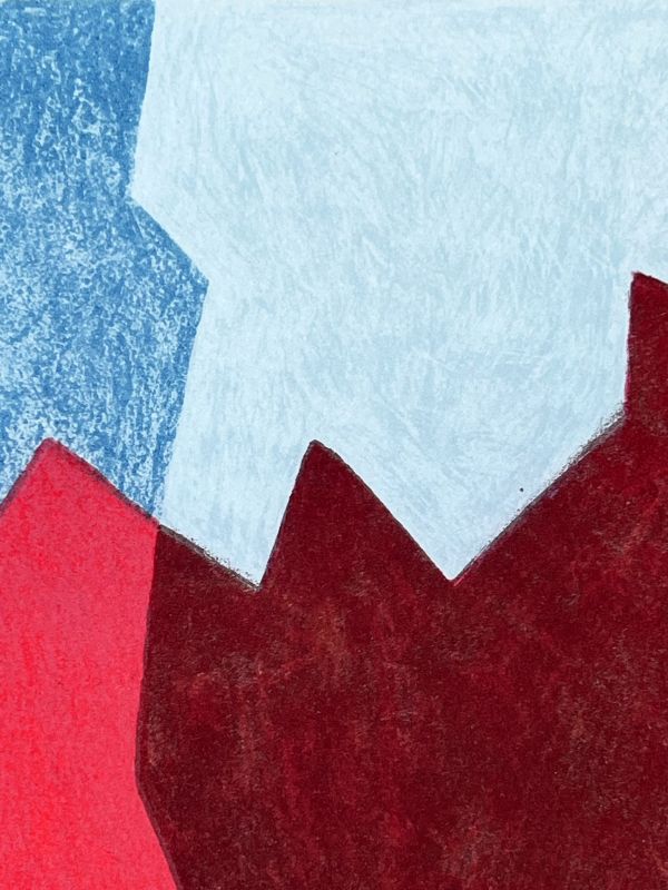 Komposition in Rot und Blau (Farblithographie) - Serge  POLIAKOFF