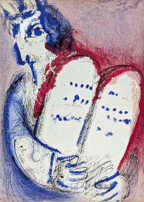 Mo&Iuml;se (IV) Tables de la loi (Lithographie) - Marc CHAGALL