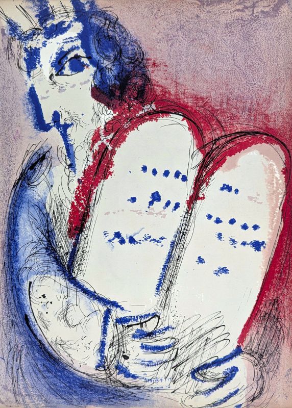 Mo&Iuml;se (IV) Tables de la loi (Litografía) - Marc CHAGALL