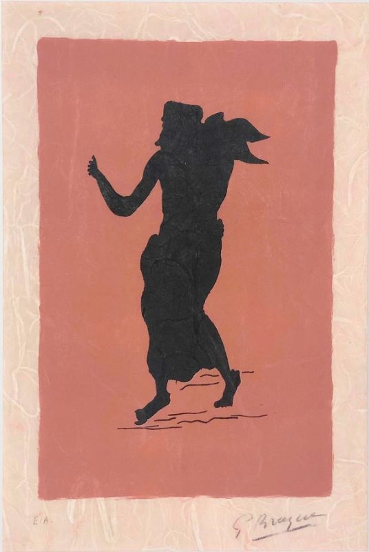 Character on pink background (Lithograph) - Georges BRAQUE