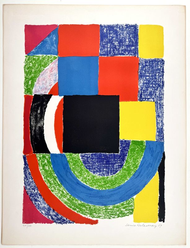 Schwarze Kachel (Farblithographie) - Sonia DELAUNAY