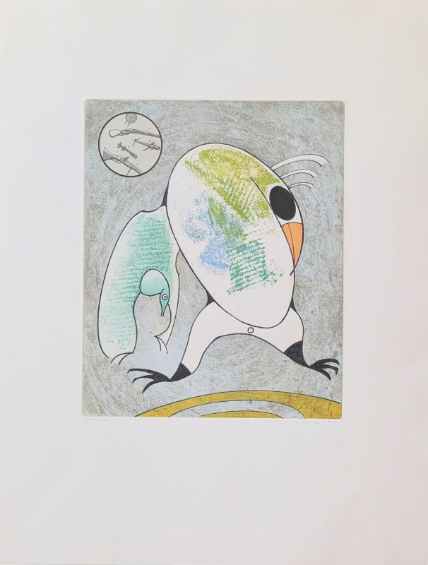 Devant mon aile droite couve le morne militaire (Eau-forte et aquatinte) - Max ERNST