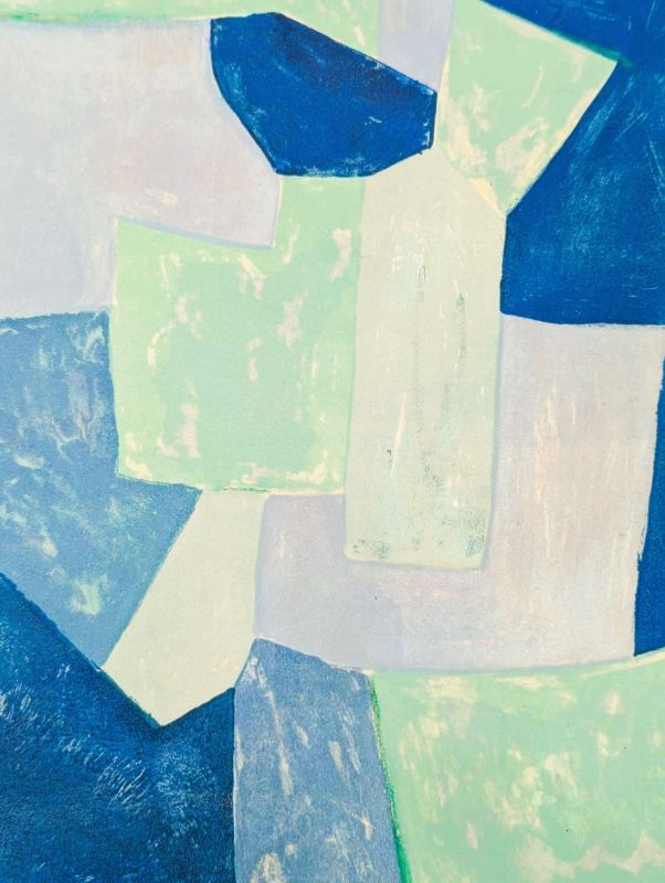 Composition bleue et verte L36 (Lithographie) - Serge  POLIAKOFF