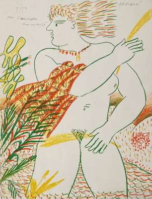 Nu dans un paysage (Lithographie) - Alekos FASSIANOS