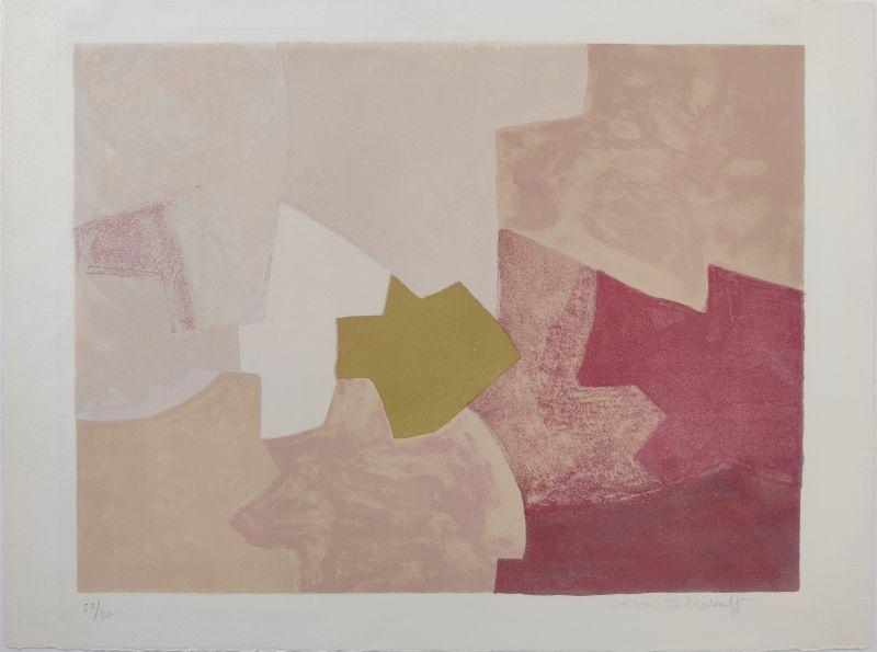 Komposition in Rosa (Farblithographie) - Serge  POLIAKOFF