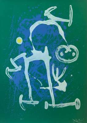 The illiterate - Blue and white (Lithograph) - Joan  MIRO