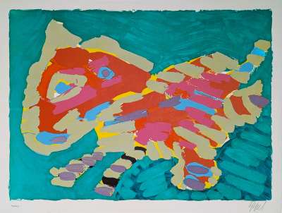 Luminous Cat (Farblithographie) - Karel APPEL