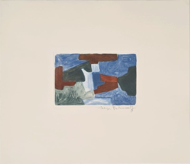 Komposition in Blau, Grün und Braun (Stich) - Serge  POLIAKOFF