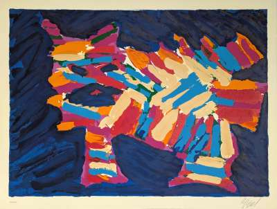 Blue Cat (Lithograph) - Karel APPEL