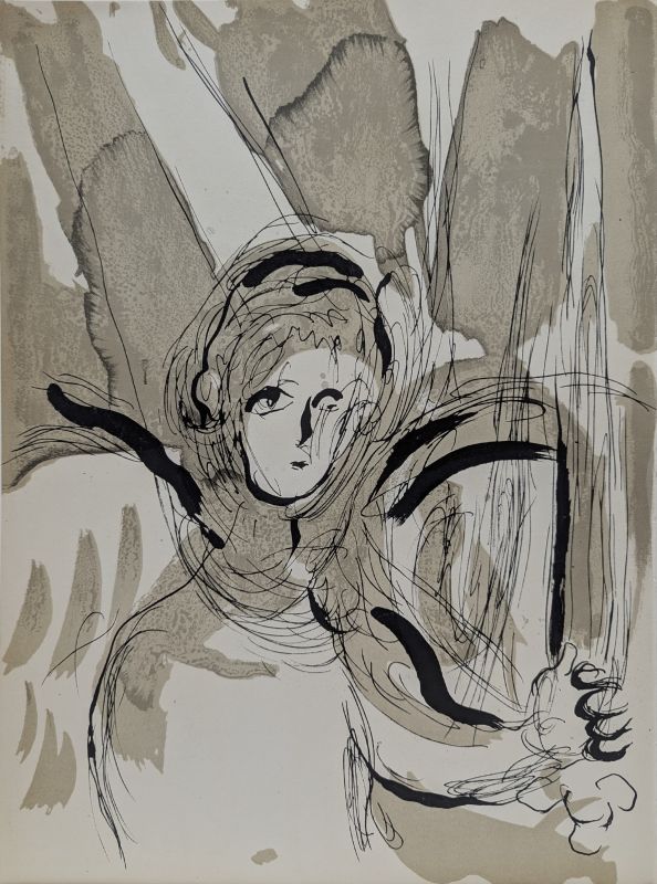 L'Ange &agrave; l'&Eacute;p&eacute;e (Litografía) - Marc CHAGALL