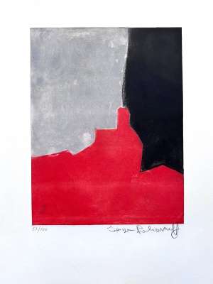 Composition rouge, grise et noire IV (Radierung und Aquatinta) - Serge  POLIAKOFF
