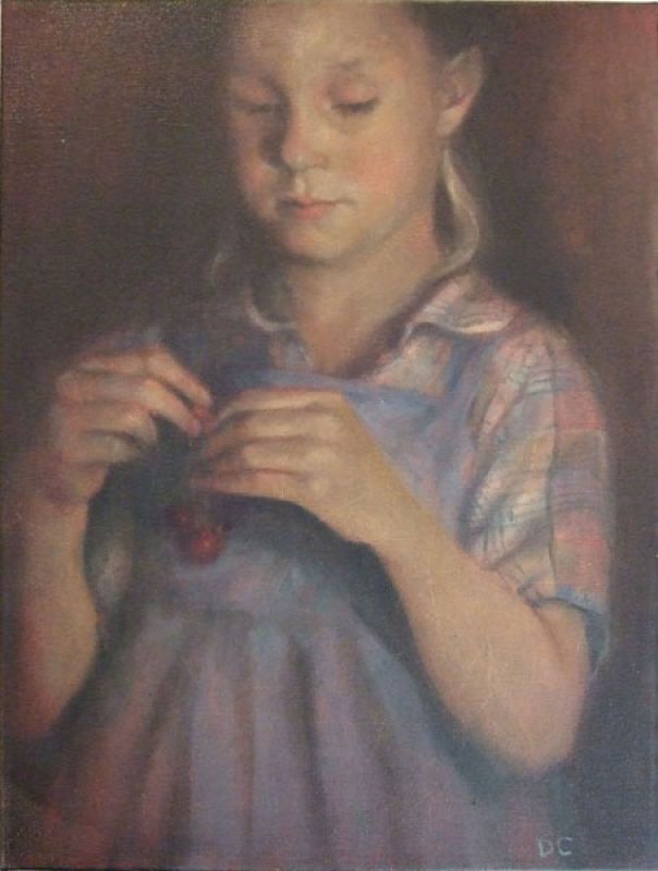La fille de las cerises (Oil on canvas (contemporary) ) - Dolores  CAPDEVILA