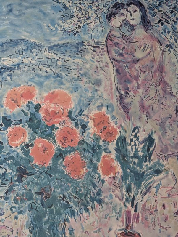 The Red Bouquet (Lithograph) - Marc CHAGALL