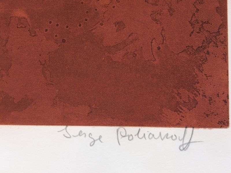 Composition rouge et bleue XXXII (Aquatinte) - Serge  POLIAKOFF