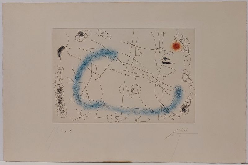 Strip-tease in blue (Engraving) - Joan  MIRO