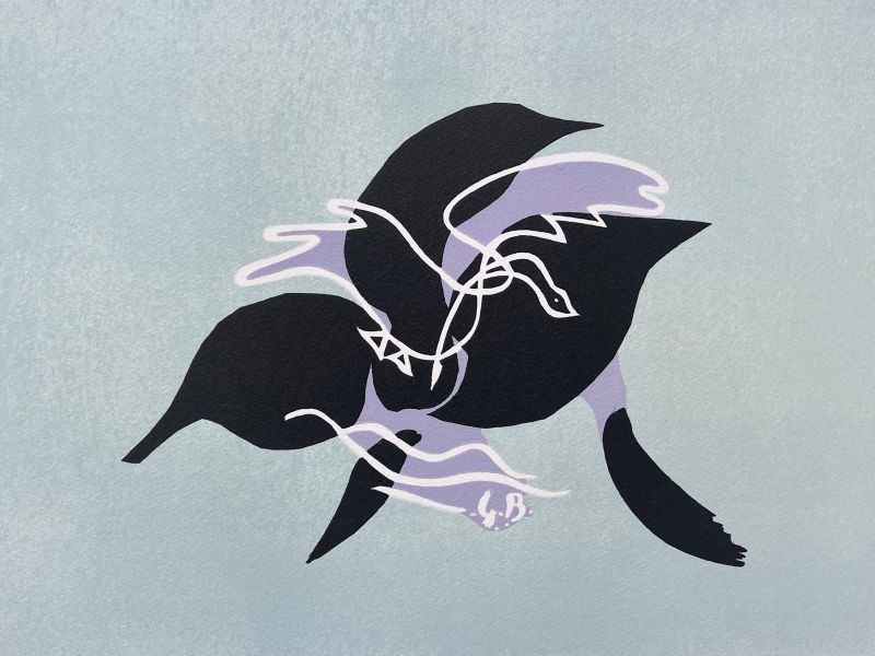 La subida I (El cisne sobre fondo azul verdoso) (Litografía) - Georges BRAQUE