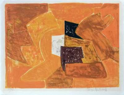 Composition orange n°23 (Lithograph) - Serge  POLIAKOFF