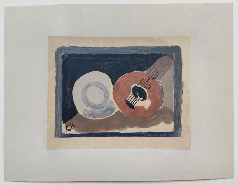 Still life with guitar (Lithograph) - Georges BRAQUE