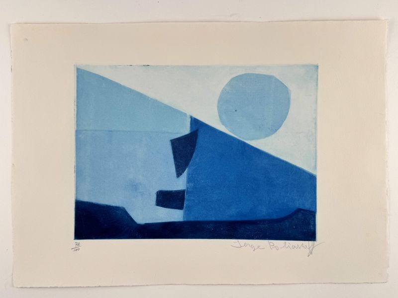 Komposition in Blau (Radierung und Aquatinta) - Serge  POLIAKOFF