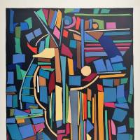 Blue and Red Collage (Lithograph) — André LANSKOY — Front view