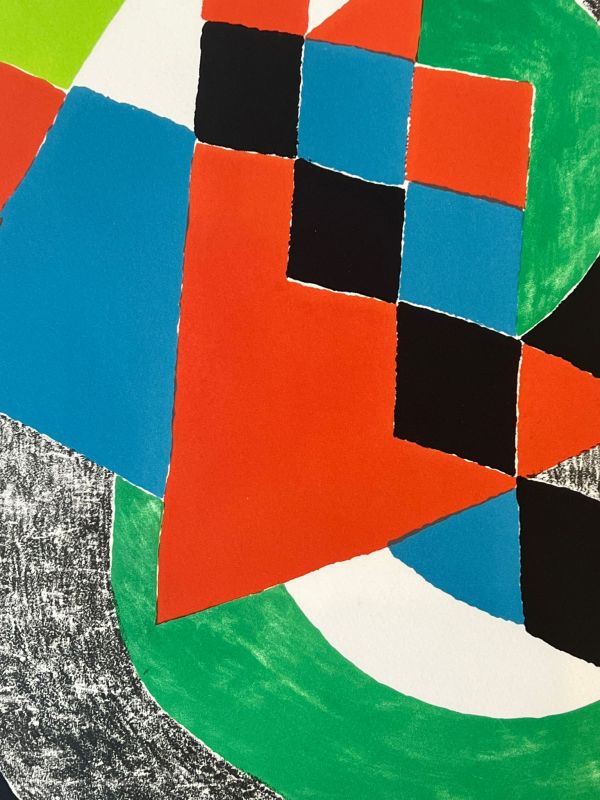 Damiers verts (Lithographie) - Sonia DELAUNAY