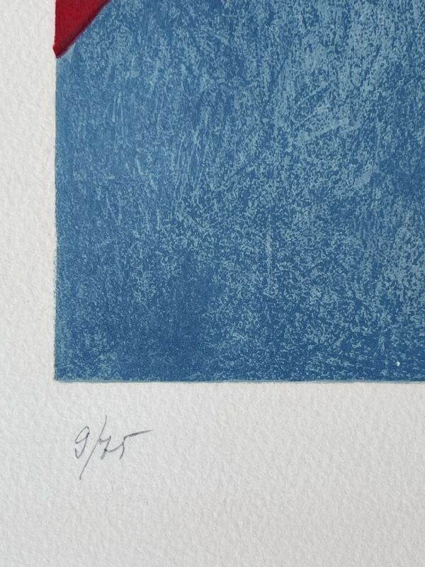 Komposition in Rot und Blau (Farblithographie) - Serge  POLIAKOFF