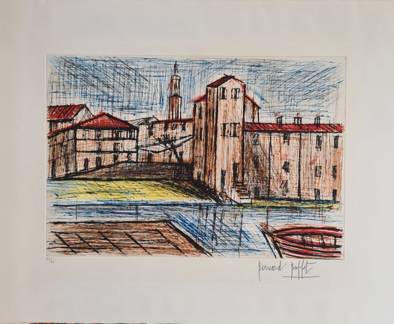 Saint-Tropez, la Ponche (Grabado) — Bernard BUFFET — Vista con márgenes