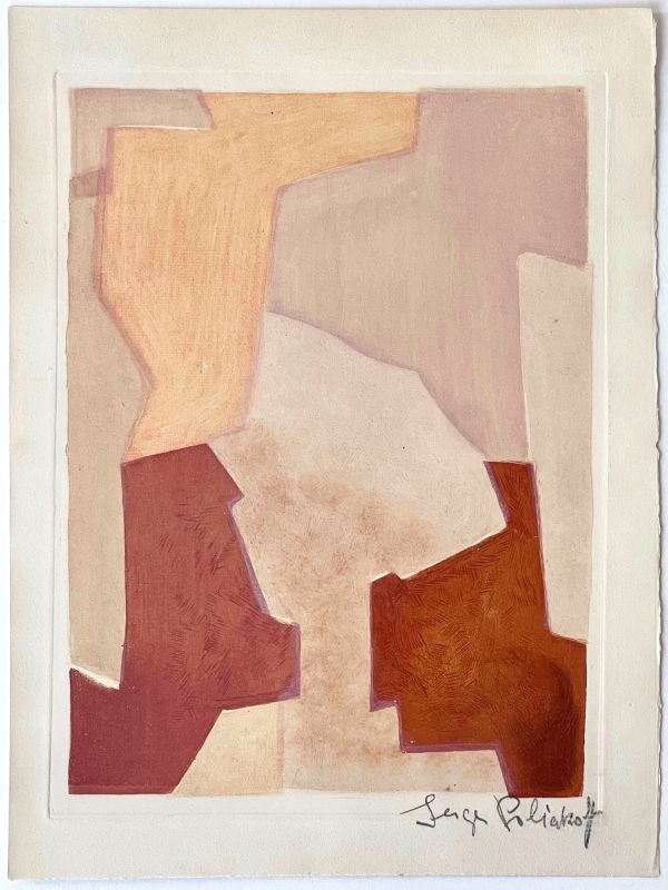 Composition rose XXII (Eau-forte et aquatinte) - Serge  POLIAKOFF