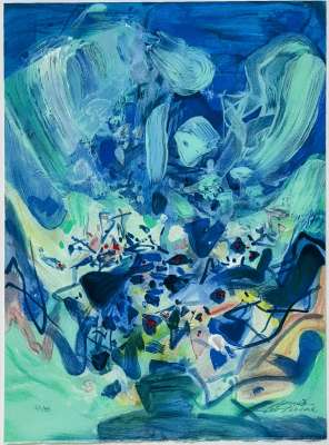 Blaue Saison (Farblithographie) - Teh-Chun CHU