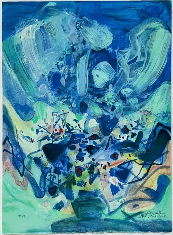 Blaue Saison (Farblithographie) - Teh-Chun CHU