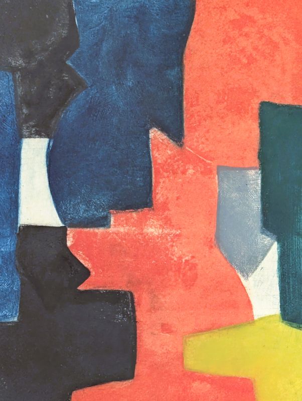 Composition in blue, red , green and black III (Etching and aquatint) - Serge  POLIAKOFF