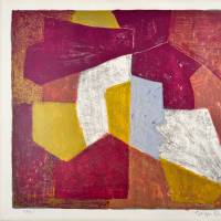 Carmine, brown, yellow and grey composition (Lithograph) — Serge POLIAKOFF — Front view