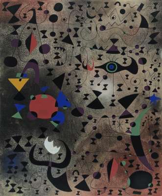 Femmes au bord du lac &agrave; la surface iris&eacute;e par le passage d'un cygne (Constellations) (Pochoir) - Joan  MIRO