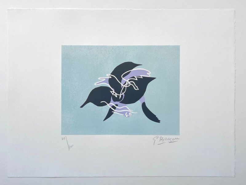 La subida I (El cisne sobre fondo azul verdoso) (Litografía) - Georges BRAQUE