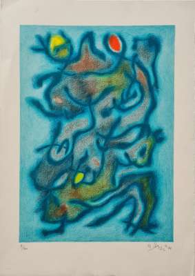 Blue Abstraction (Lithograph) - Gustave  SINGIER