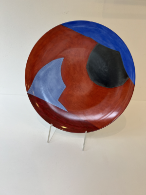 Assiette rouge, noire et bleue (Porcelaine) - Serge  POLIAKOFF