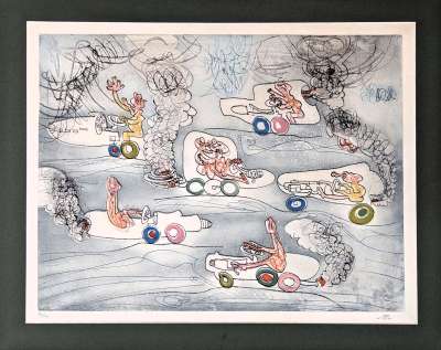 Les Oh! Tomobiles (Etching and aquatint) - Roberto  MATTA
