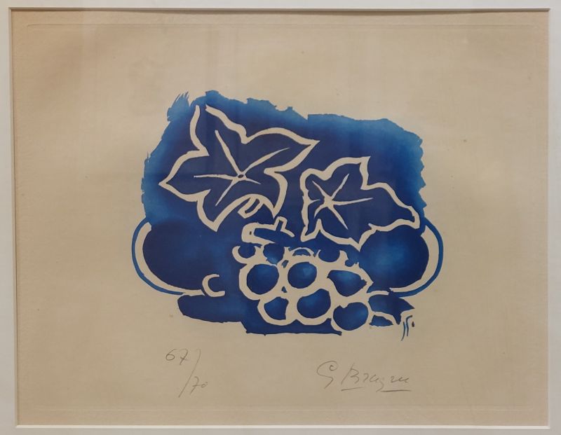 Leaves and grapes "Ao&ucirc;t" (Aquatint) - Georges BRAQUE