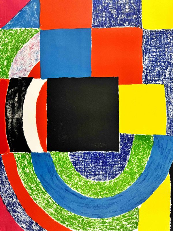 Schwarze Kachel (Farblithographie) - Sonia DELAUNAY