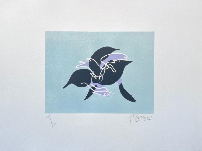 La subida I (El cisne sobre fondo azul verdoso) (Litografía) - Georges BRAQUE
