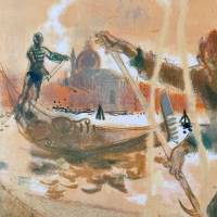 Lucien Fontanarosa (1912-1975) // Gondoliers à Venise (Litografía) — Artistes Divers — Vista de detalle