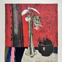 René Genis (1922-2004) // Nature morte aux fleurs et aux cerises (Litografía) — Artistes Divers