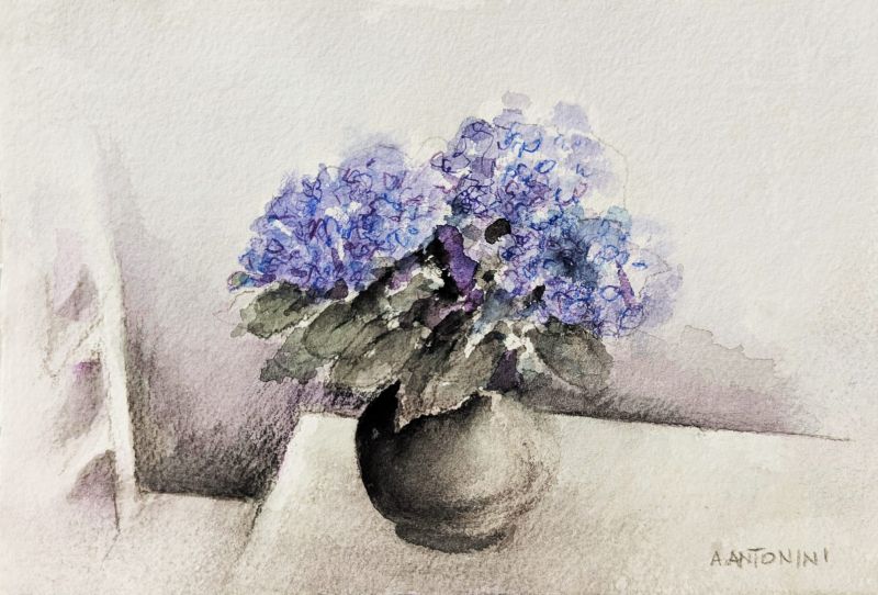 Tre ortensie (Aquarelle (contemporain)) - Annapia ANTONINI
