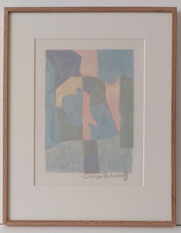 Composition bleue, rose et grise L30 (Litografía) - Serge  POLIAKOFF