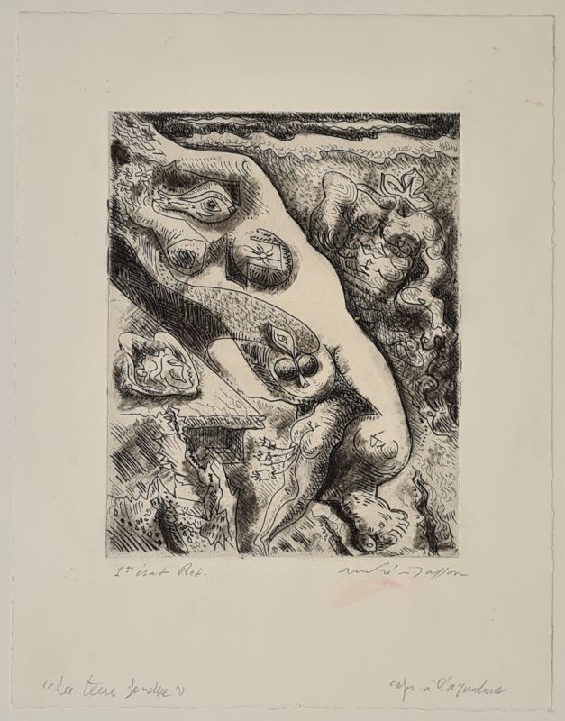La terre fendue (Eau-forte) - André  MASSON